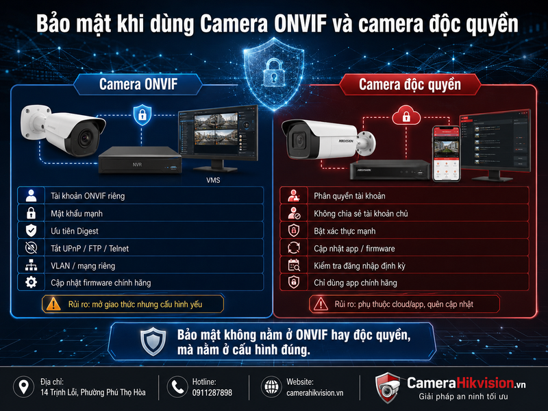 Bảo mật khi dùng Camera ONVIF và camera độc quyền