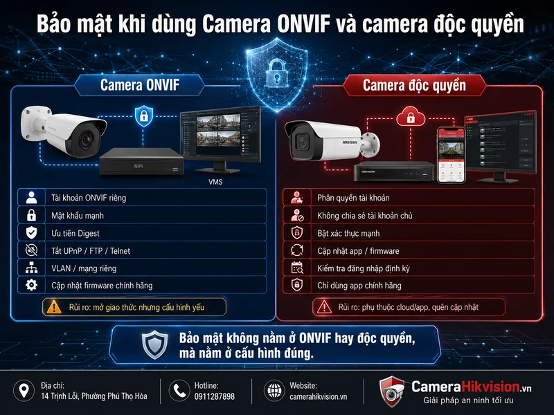 Bảo mật khi dùng Camera ONVIF và camera độc quyền