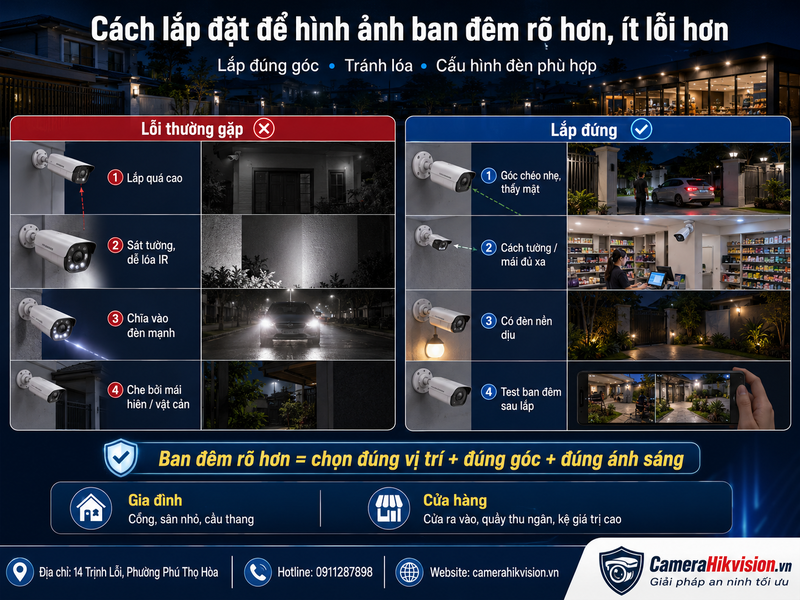 Cách lắp đặt để hình ảnh ban đêm rõ hơn, ít lỗi hơn