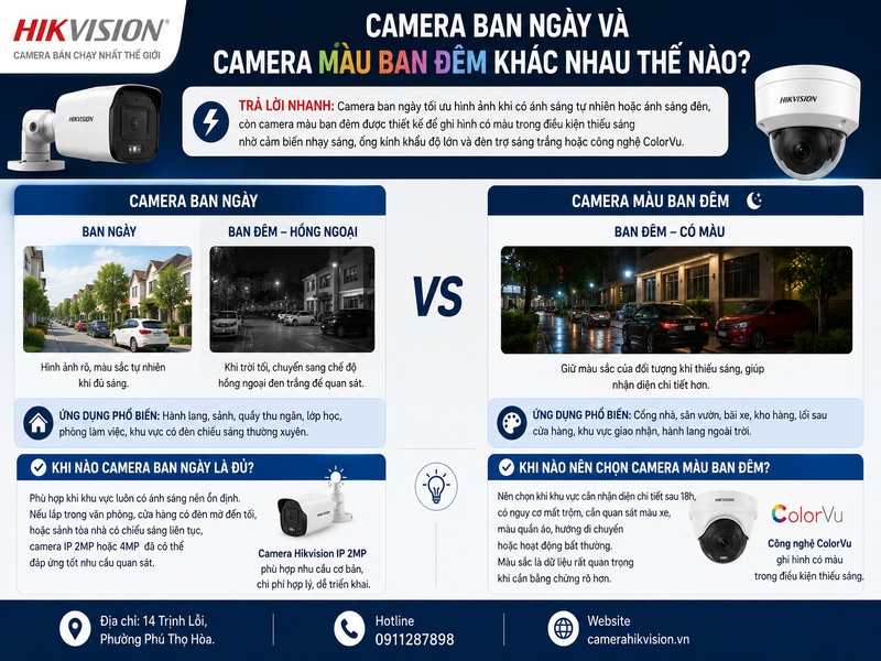 Camera ban ngày và camera màu ban đêm khác nhau thế nào?