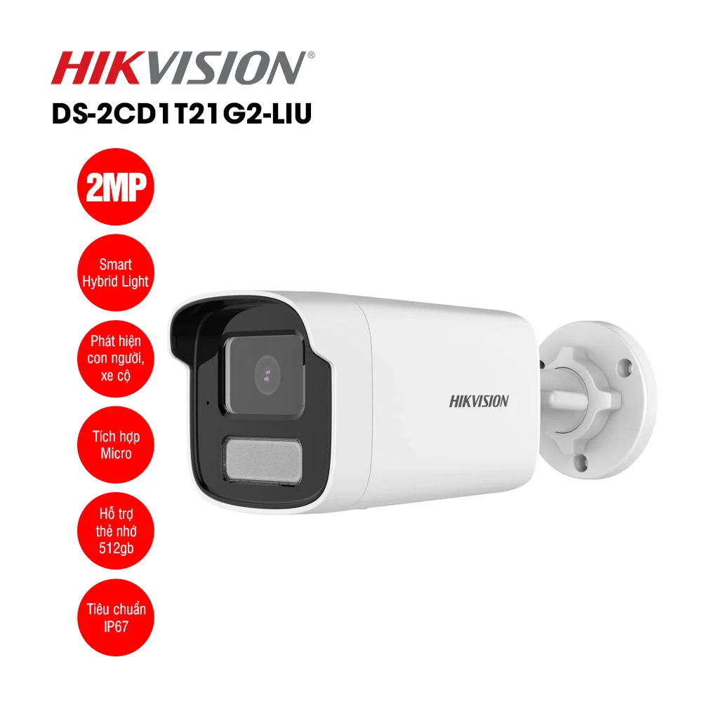 Camera IP 2MP thân trụ Hikvision DS-2CD1T21G2-LIU