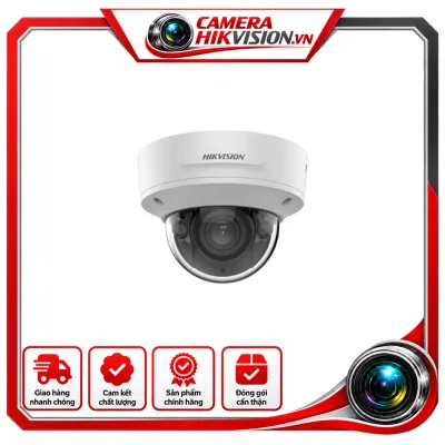 Camera IP Dome (bán cầu) hồng ngoại 2MP chuẩn nén H.265+, ống kính 2.8-12mm+ Cảm biến 1/2.8" Progressive Scan CMOS;+ Ống kính có thể thay đổi 2.8~12mm+ Chuẩn nén H.265+/H.265/H.264+/H.264+