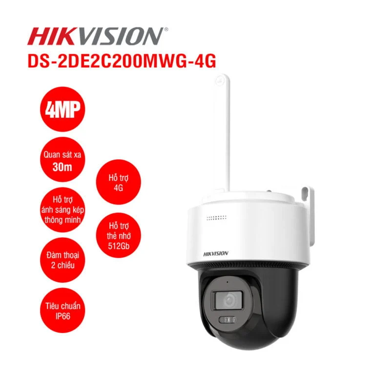 Camera IP Hikvision PT dùng SIM DS-2DE2C400MWG-4G