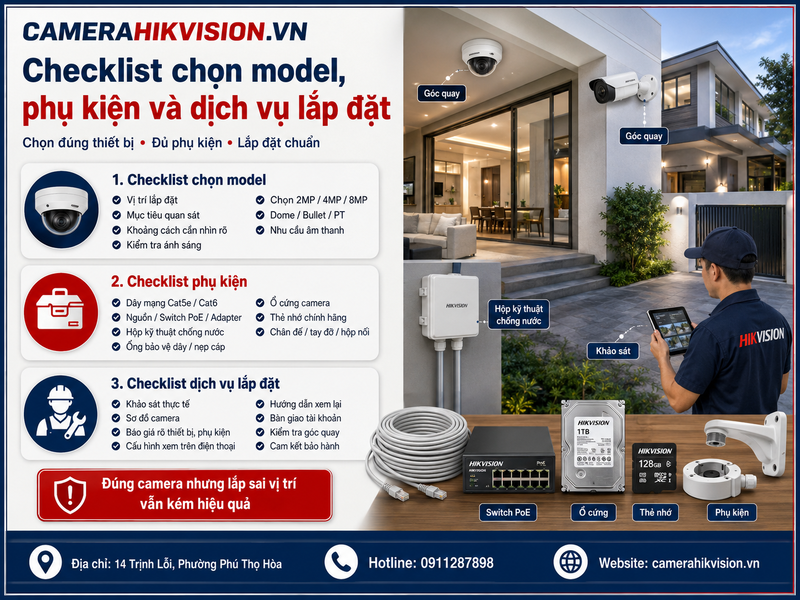 Checklist chọn model, phụ kiện và dịch vụ lắp đặt