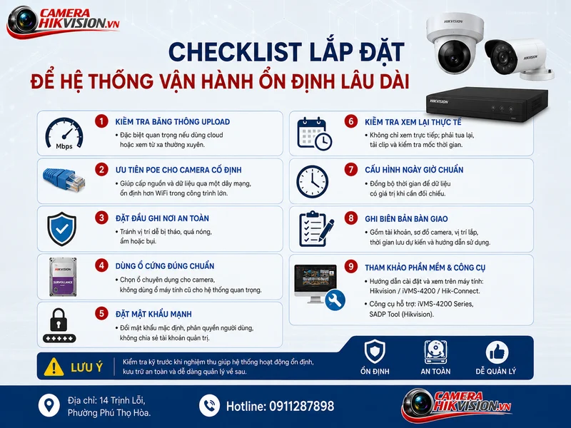 Checklist lắp đặt để hệ thống vận hành ổn định lâu dài