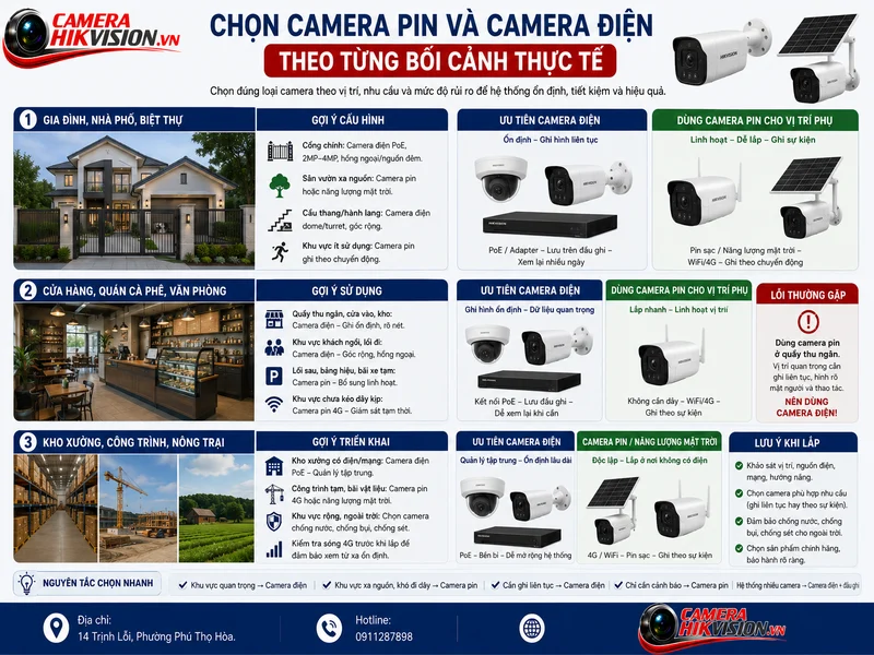 Chọn Camera pin và camera điện theo từng bối cảnh thực tế