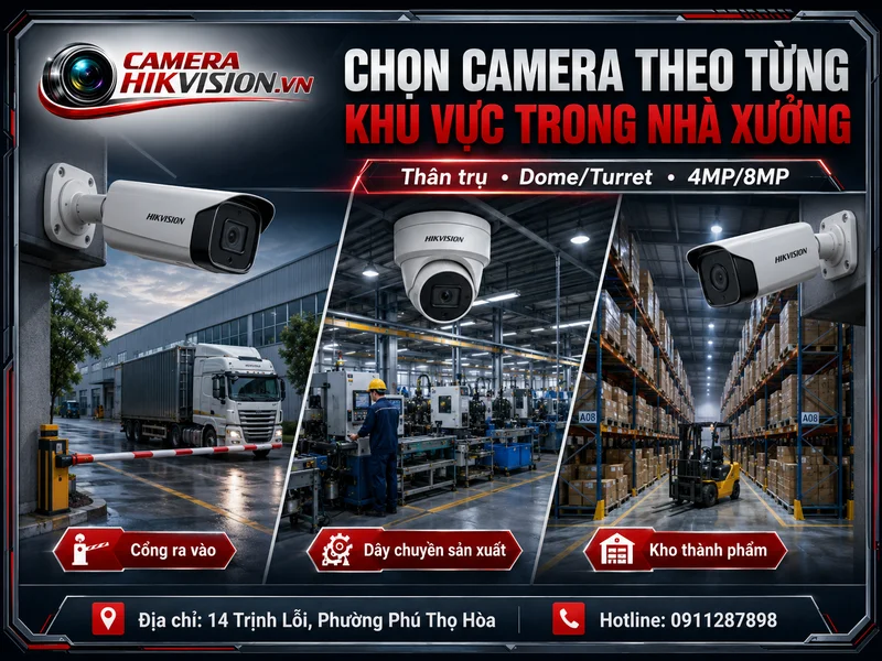 Chọn camera theo từng khu vực trong nhà xưởng