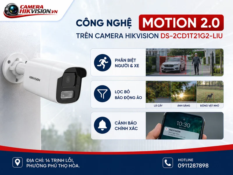 Công nghệ Motion 2.0 trên camera Hikvision DS-2CD1T21G2-LIU