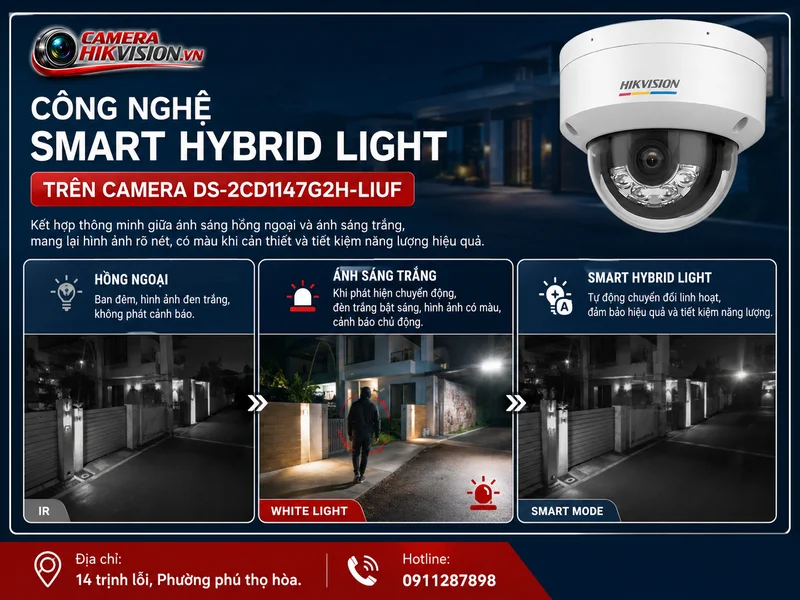Công nghệ Smart Hybrid Light trên camera DS-2CD1147G2H-LIUF