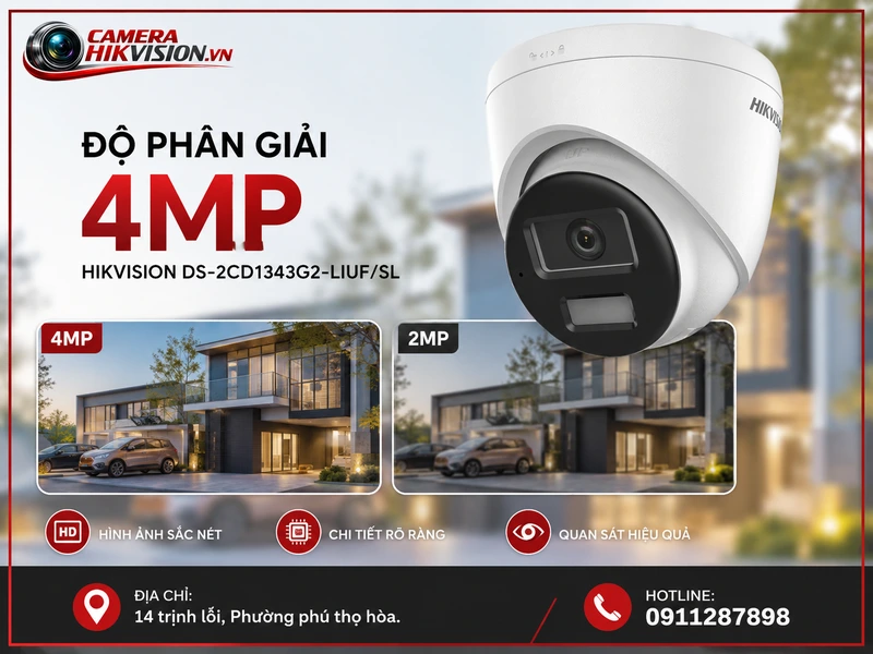 Độ phân giải 4MP của Hikvision DS-2CD1343G2-LIUF/SL 