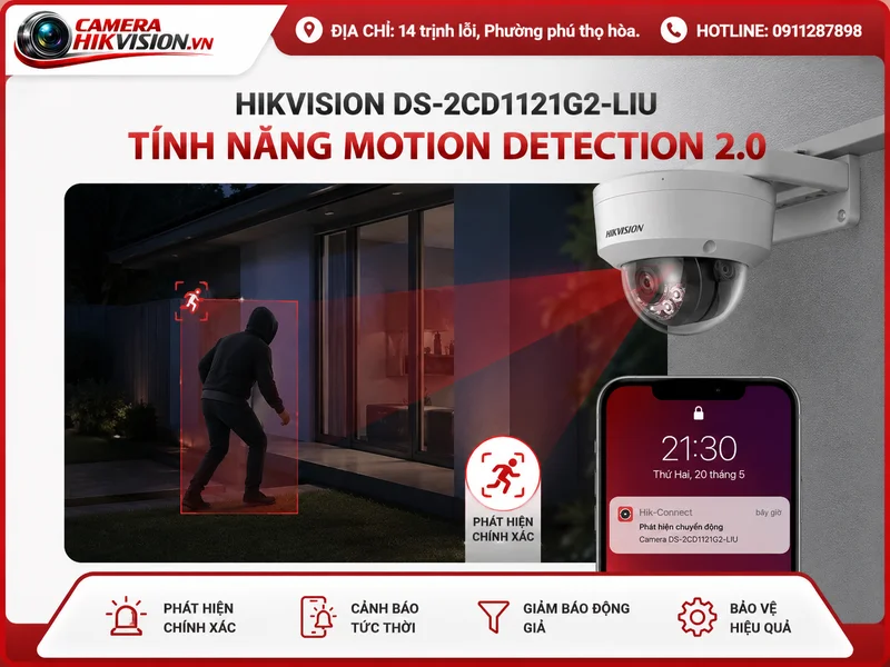 Hikvision DS-2CD1121G2-LIU tính năng Motion Detection 2.0