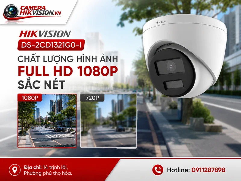 Hikvision DS-2CD1321G0-I Chất lượng hình ảnh Full HD 1080P sắc nét