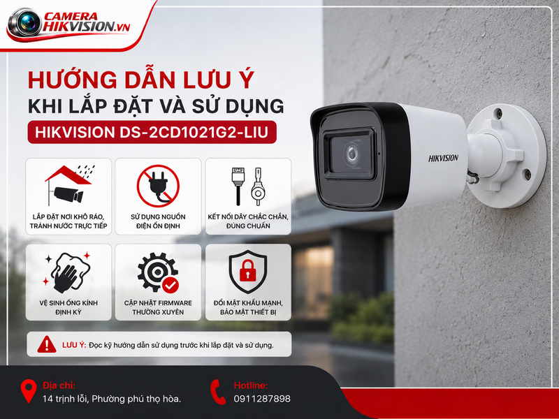 Hướng dẫn lưu ý khi lắp đặt và sử dụng Hikvision DS-2CD1021G2-LIU