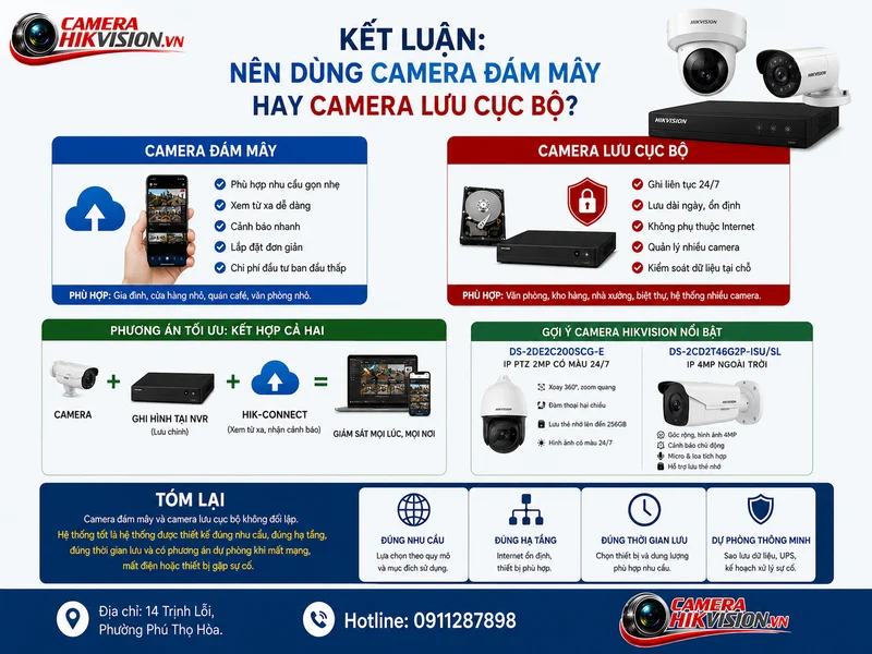 Kết luận: nên dùng camera đám mây hay camera lưu cục bộ?