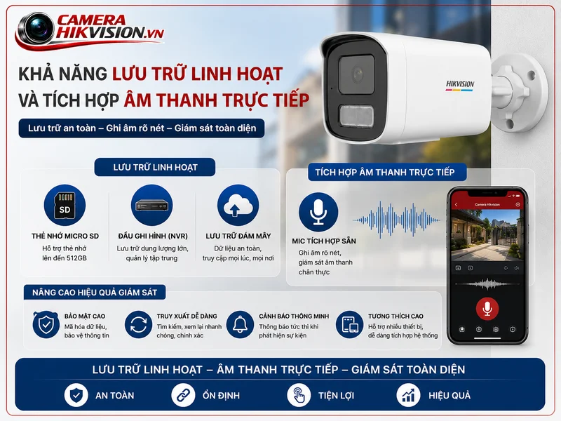 Khả năng lưu trữ linh hoạt và tích hợp âm thanh trực tiếp