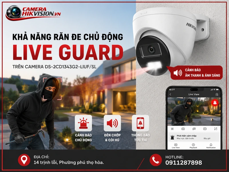 Khả năng răn đe chủ động bằng Live Guard trên camera DS-2CD1343G2-LIUF/SL