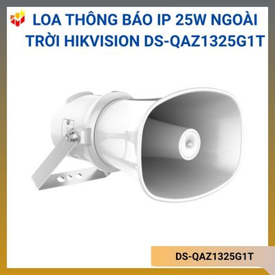 Loa thông báo IP 25W ngoài trời Hikvision DS-QAZ1325G1TTrở kháng 8 ΩTích hợp 2 micro độ lợi: -42 dBV/PaHỗ trợ âm thanh đàm thoại 2 chiềuHỗ trợ NTP TimingChuẩn IP67Nguồn
