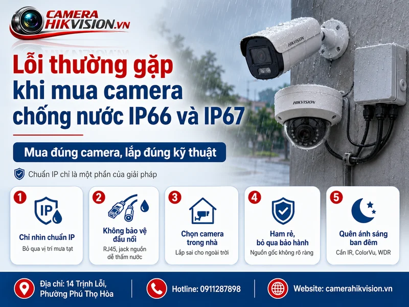 Lỗi thường gặp khi mua camera chống nước IP66 và IP67