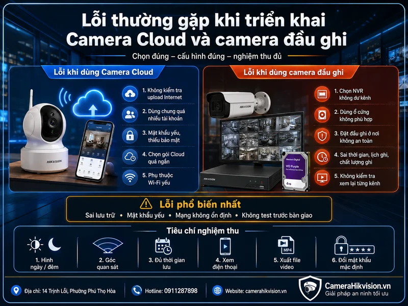 Lỗi thường gặp khi triển khai Camera Cloud và camera đầu ghi