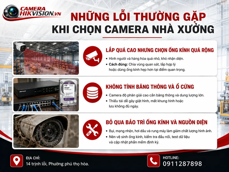 Những lỗi thường gặp khi chọn camera nhà xưởng