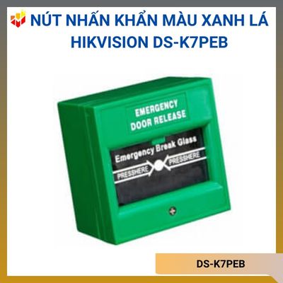 Nút nhấn khẩn màu xanh lá Hikvision DS-K7PEBNút khẩn cấp dạng đập kính.Màu sắc: Xanh láChất liệu: Chất liệu chống cháy.Cửa phù hợp: Cửa thoát hiểm, Cửa khẩn cấp.Khả năng