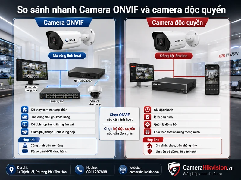 So sánh nhanh Camera ONVIF và camera độc quyền