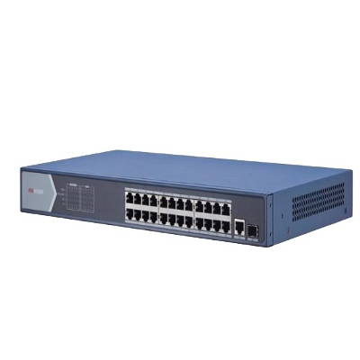 Switch POE GIGABIT 24 cổng PoE 1000M, 1 cổng SFP độc lập 1000M , 1 cổng RJ45 1000M, Layer 2•Tự tương thích chuẩn 802.3af/at , Tổng công suất PoE 370W;•Chống
