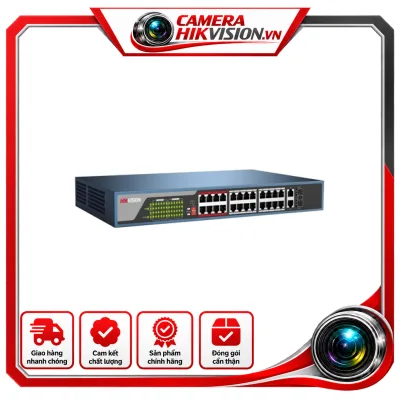 Switch mạng 24 cổng PoE 100M, 2 cổng uplink 10/100/1000M , Layer 2•Tự tương thích chuẩn 802.3af/at , Tổng công suất PoE 370W;•Truyền dẫn khoảng cách xa : Tối đa