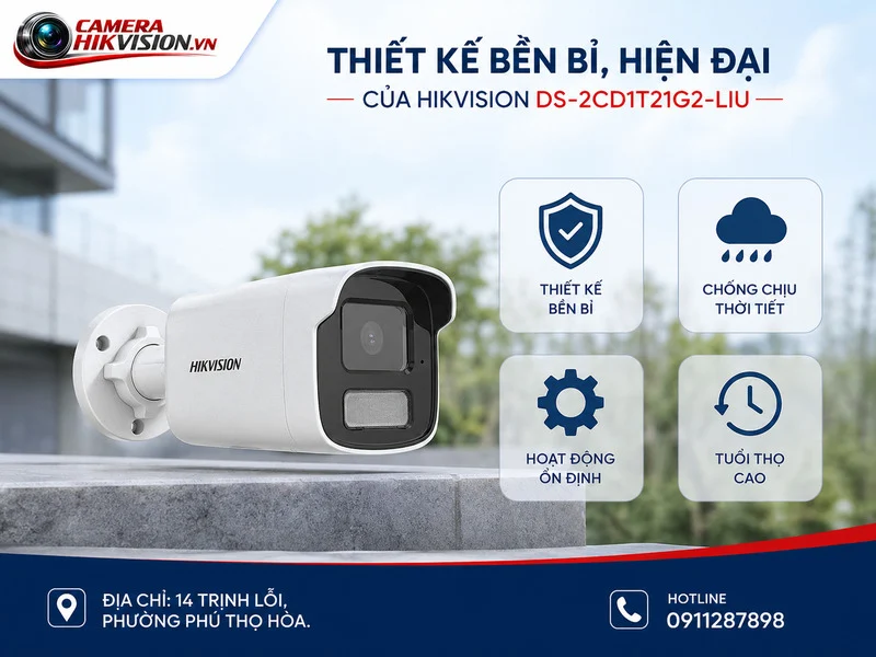 Thiết kế bền bỉ, hiện đại của Hikvision DS-2CD1T21G2-LIU