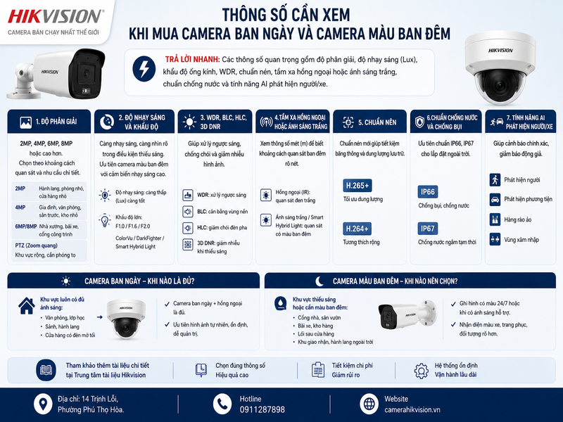 Thông số cần xem khi mua camera ban ngày và camera màu ban đêm