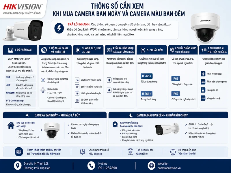 Thông số cần xem khi mua camera ban ngày và camera màu ban đêm