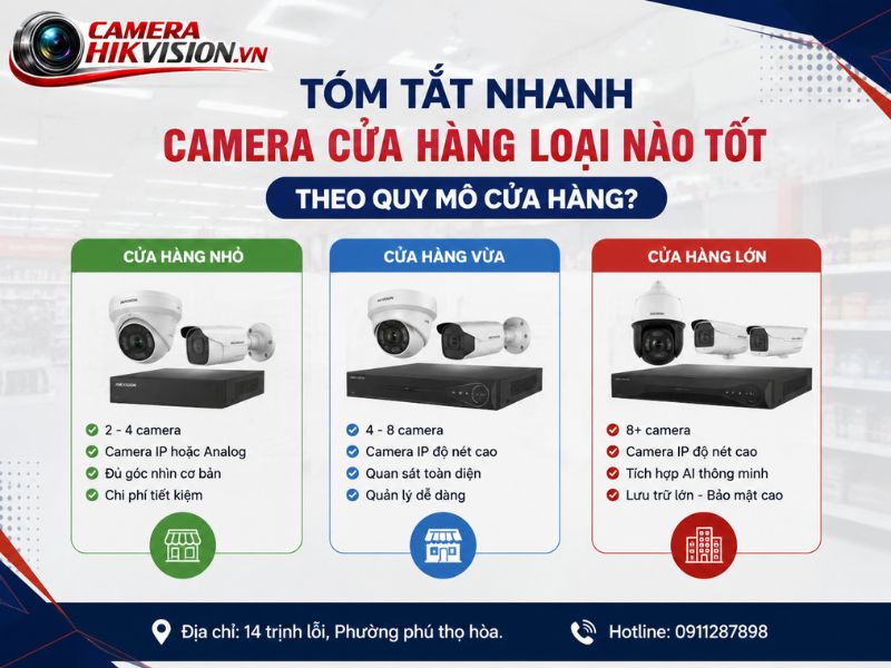 Tóm tắt nhanh Camera cửa hàng loại nào tốt theo quy mô cửa hàng?