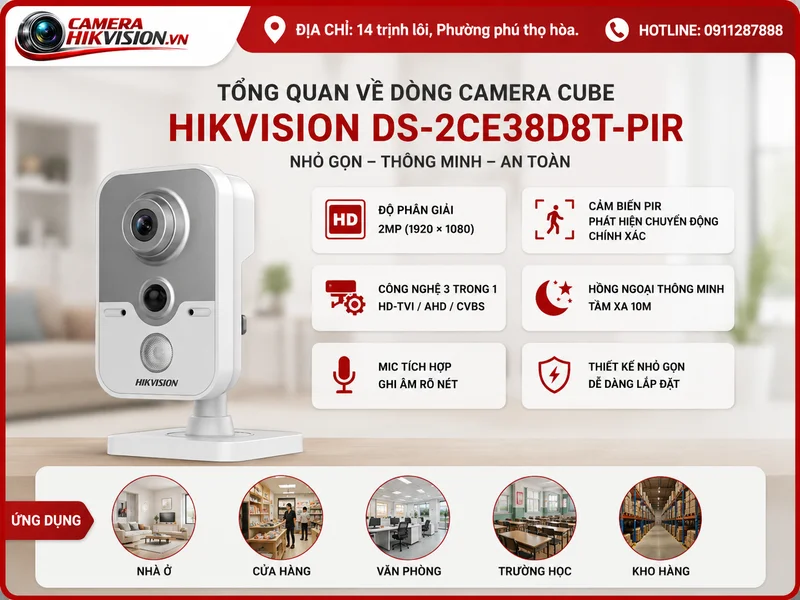 Tổng quan về dòng camera Cube Hikvision DS-2CE38D8T-PIR