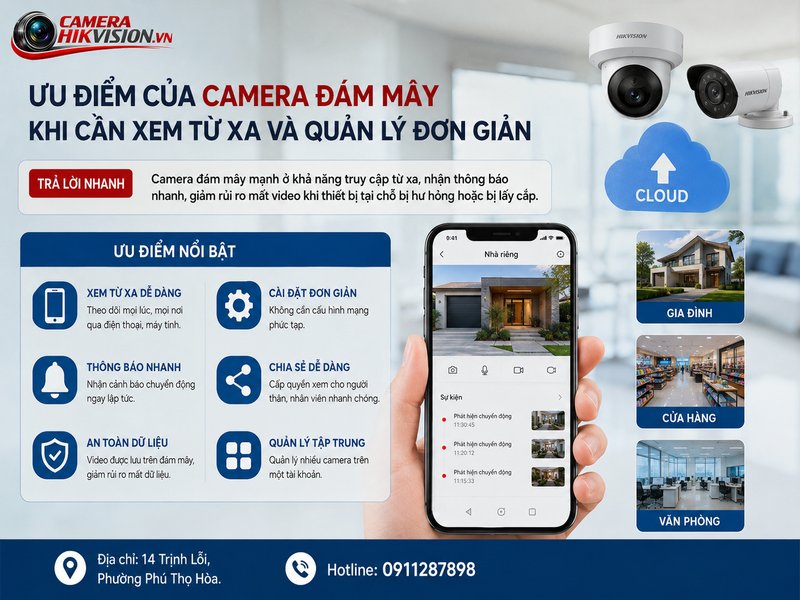 Ưu điểm của camera đám mây khi cần xem từ xa và quản lý đơn giản
