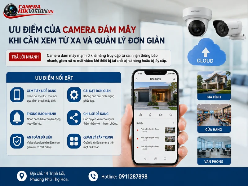 Ưu điểm của camera đám mây khi cần xem từ xa và quản lý đơn giản