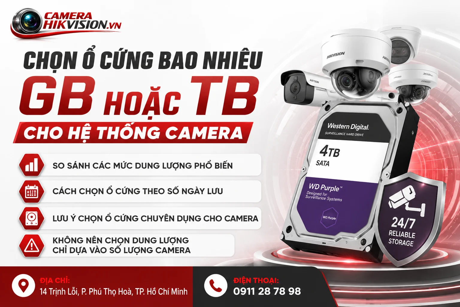 Chọn ổ cứng bao nhiêu GB hoặc TB cho hệ thống camera