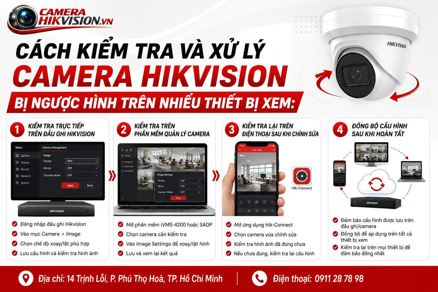 Cách kiểm tra và xử lý Camera Hikvision bị ngược hình trên nhiều thiết bị xem