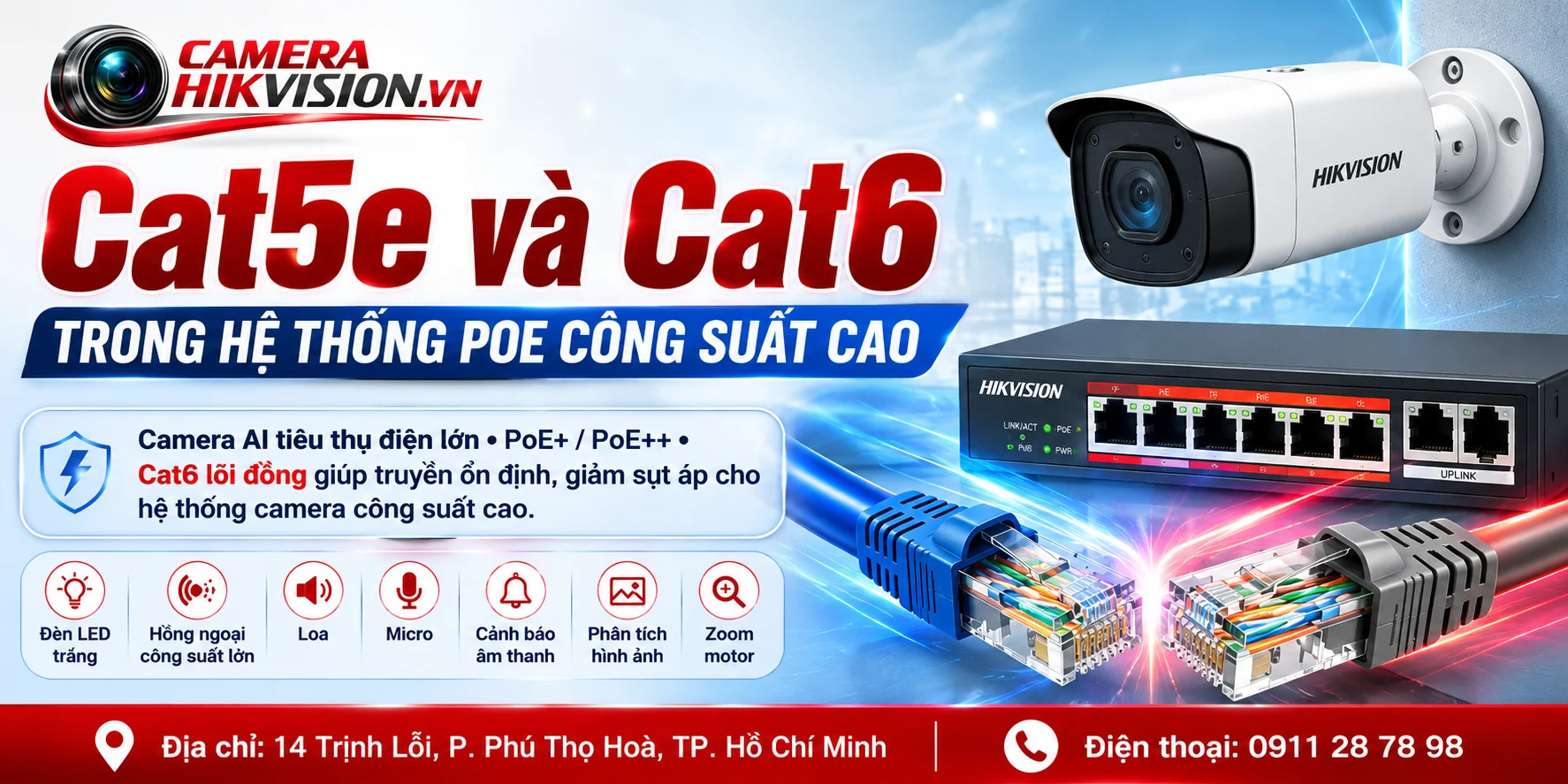 Cat5e và Cat6 trong hệ thống PoE công suất cao