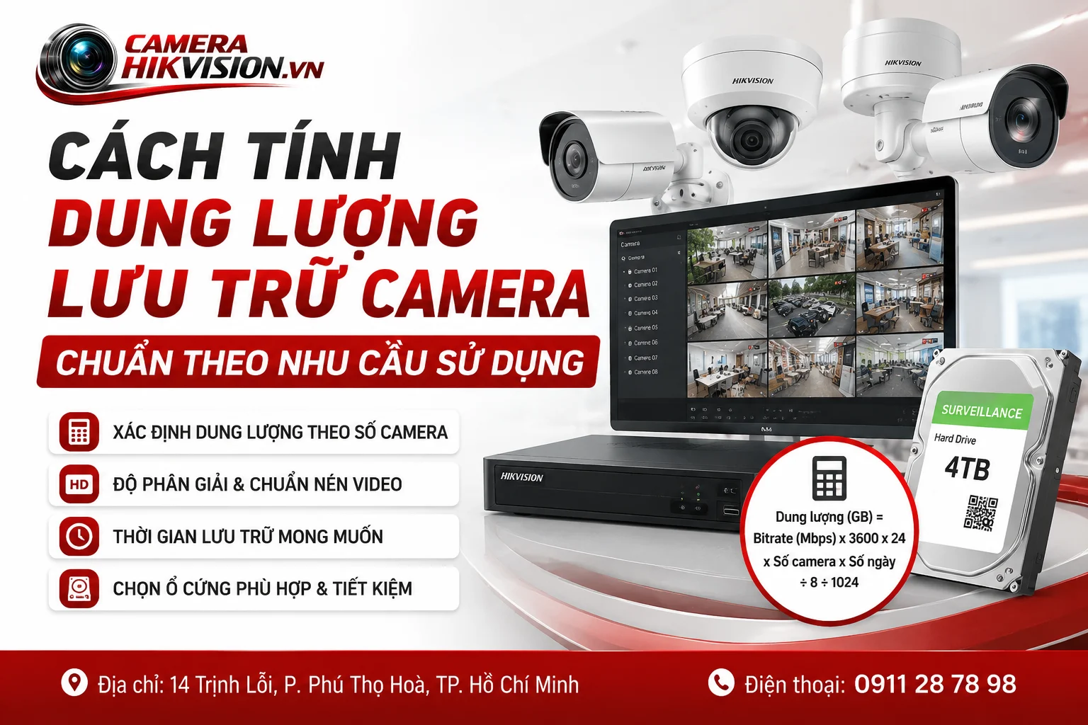 Cách tính dung lượng lưu trữ camera chuẩn theo nhu cầu sử dụng