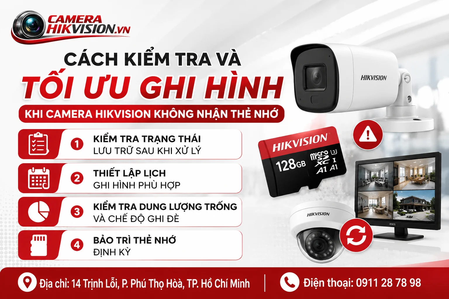 Cách kiểm tra và tối ưu ghi hình khi Camera Hikvision không nhận thẻ nhớ