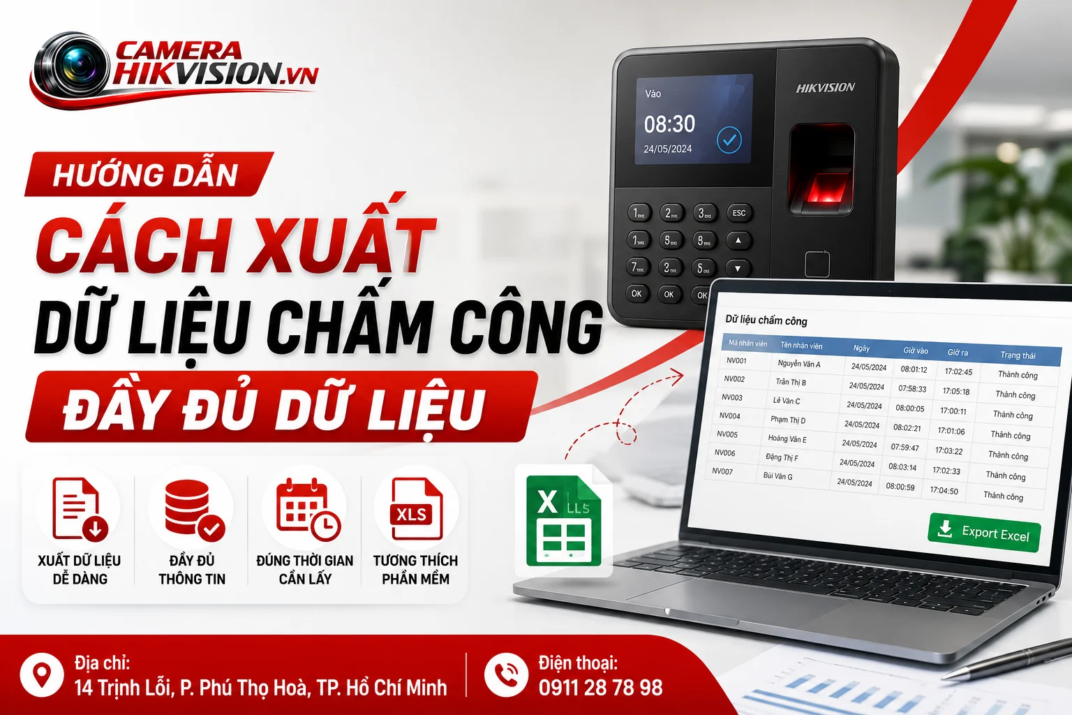 Hướng Dẫn Cách Xuất Dữ Liệu Chấm Công Đầy Đủ Dữ Liệu