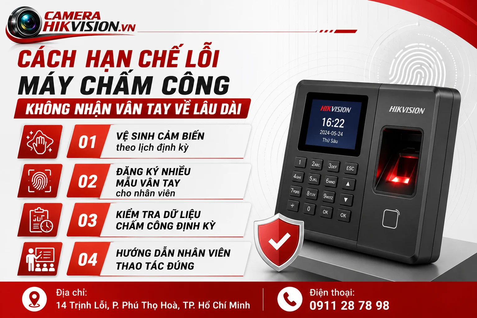 Cách hạn chế lỗi máy chấm công không nhận vân tay về lâu dài