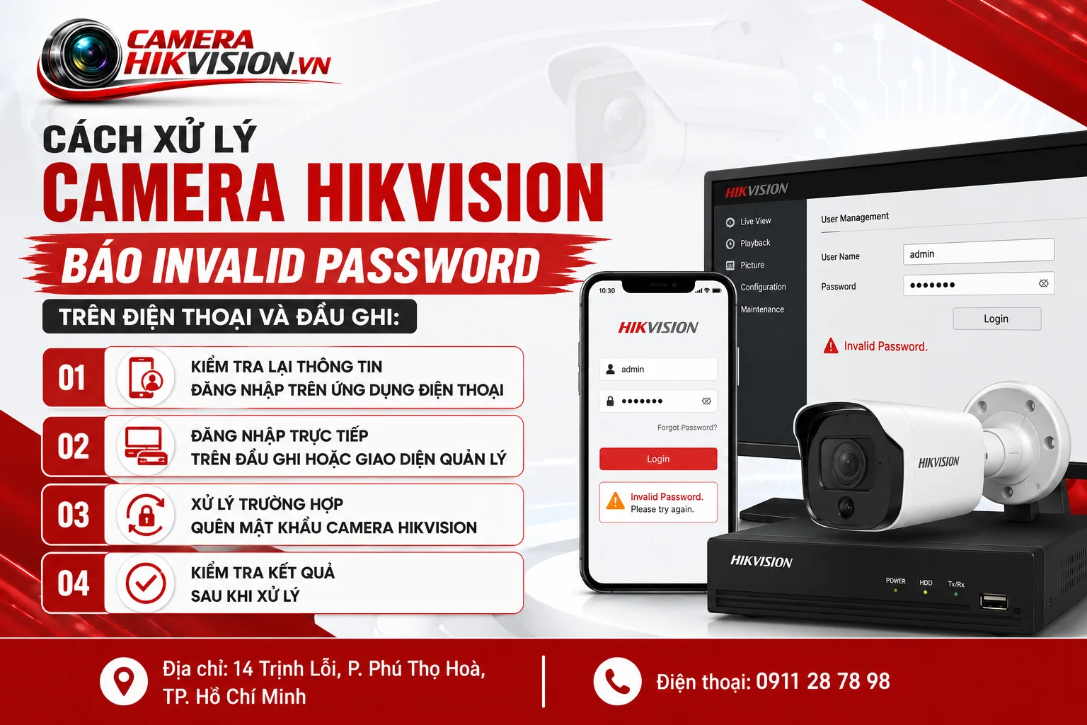 Cách xử lý Camera Hikvision báo Invalid Password trên điện thoại và đầu ghi