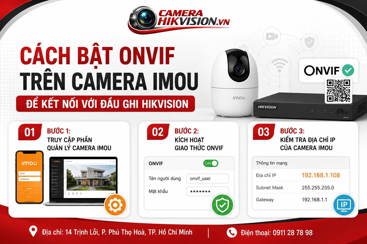 Cách bật ONVIF trên camera Imou để kết nối với đầu ghi Hikvision