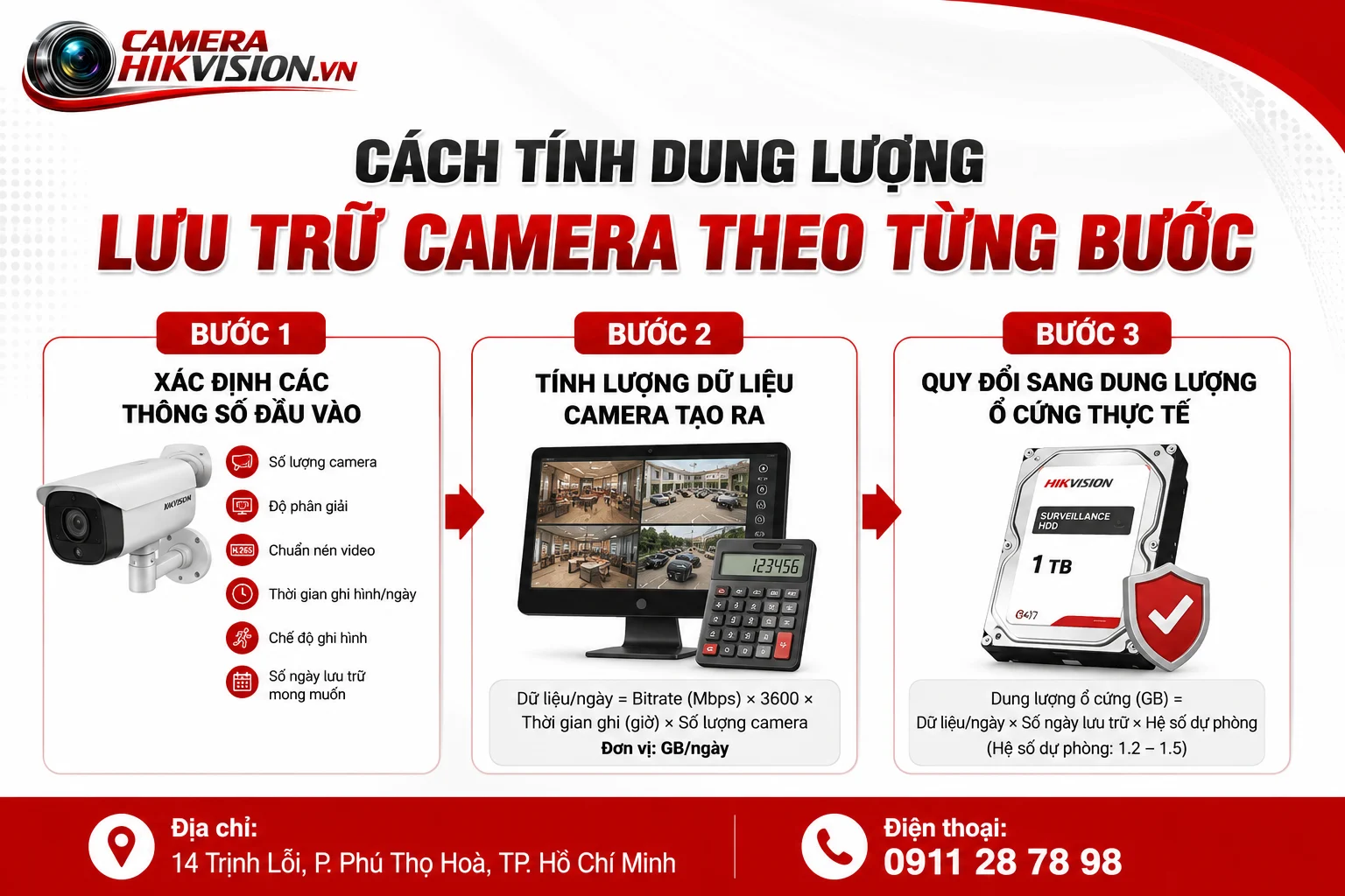 Cách tính dung lượng lưu trữ camera theo từng bước