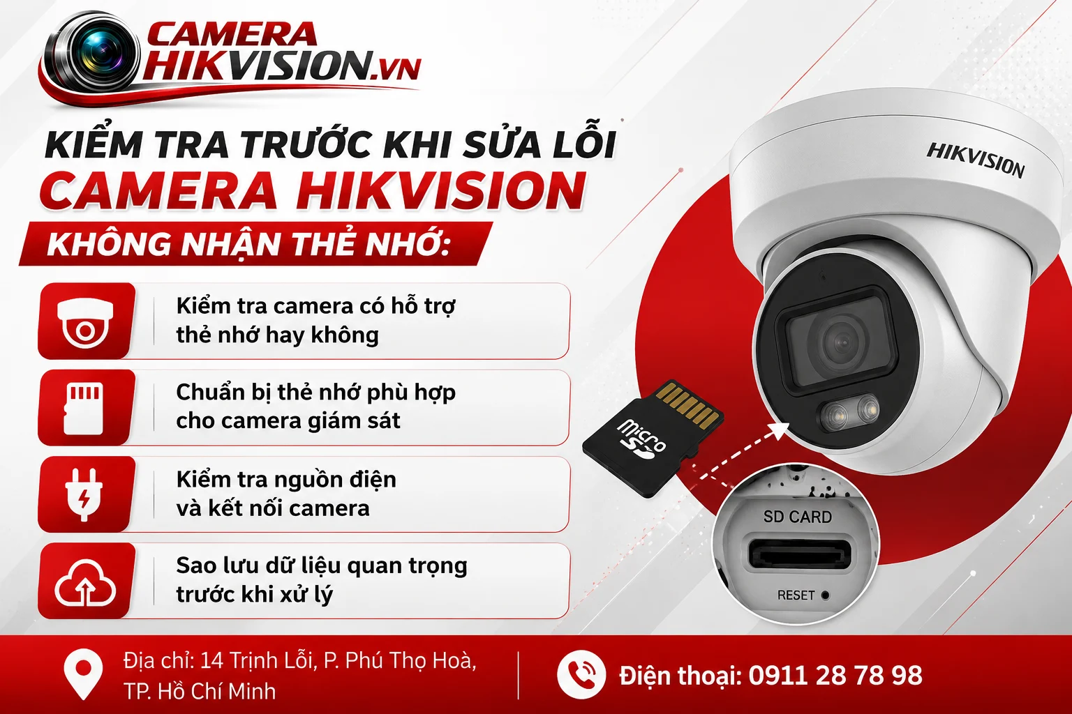 Kiểm tra trước khi sửa lỗi Camera Hikvision không nhận thẻ nhớ