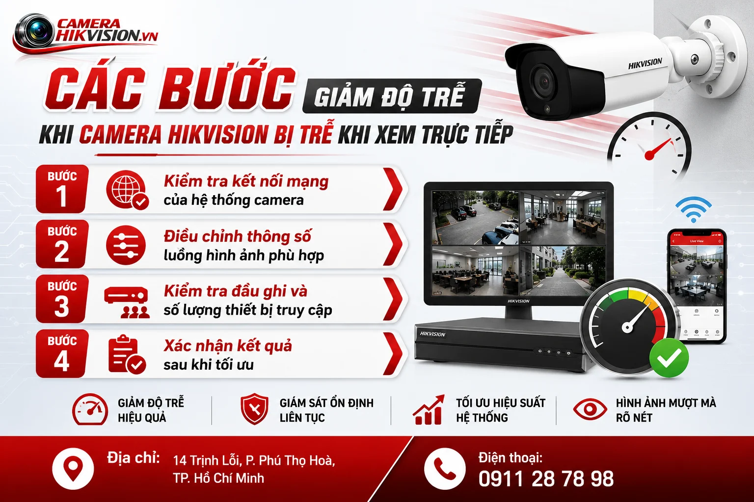 Các bước giảm độ trễ khi Camera Hikvision bị trễ khi xem trực tiếp