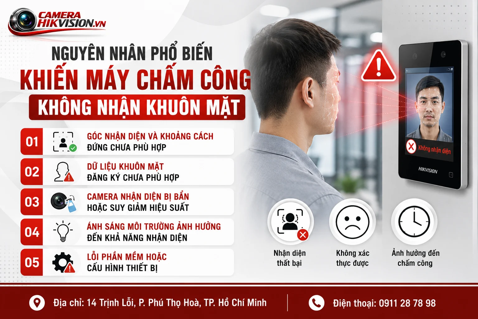 Nguyên nhân phổ biến khiến máy chấm công không nhận khuôn mặt