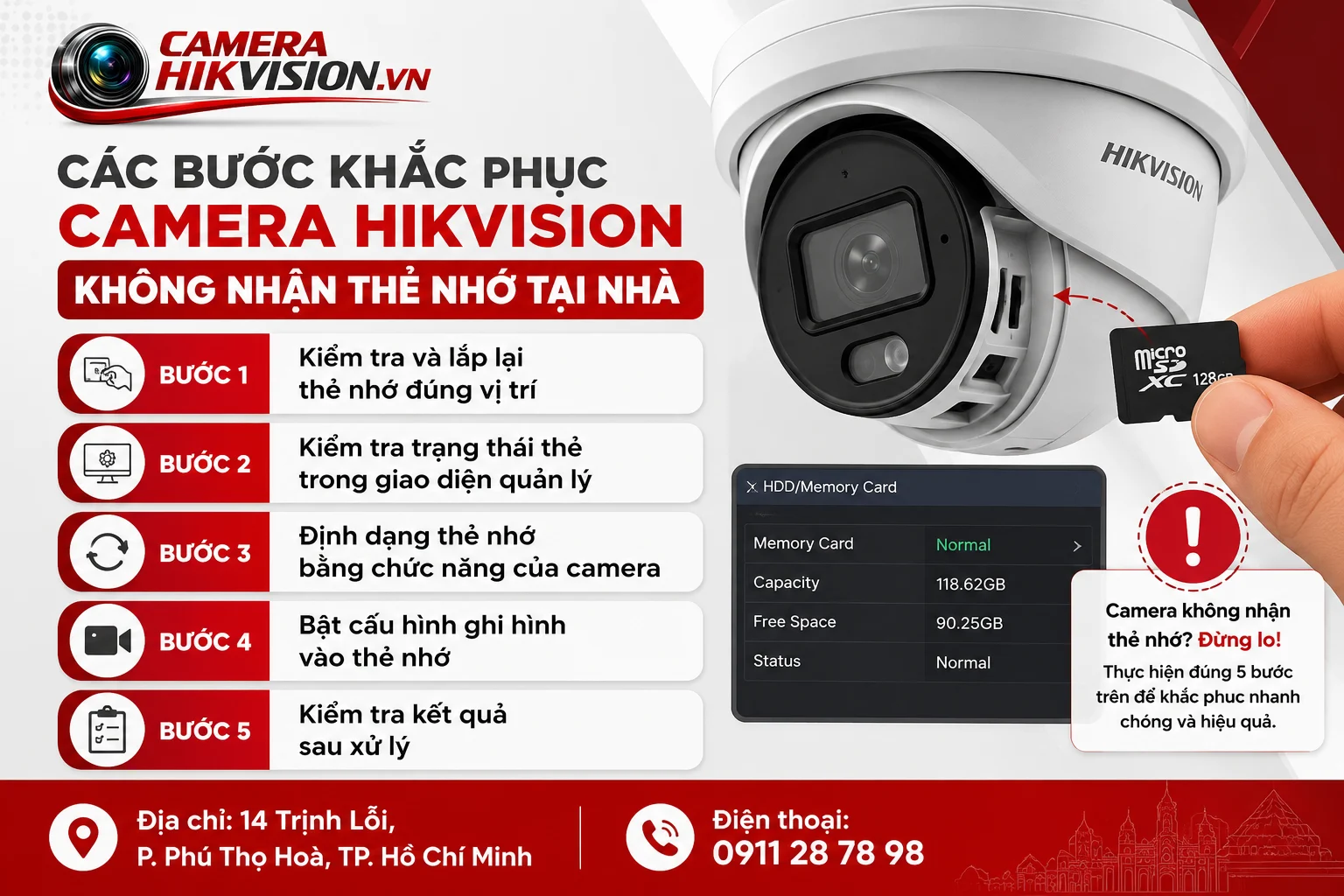 Các bước khắc phục Camera Hikvision không nhận thẻ nhớ tại nhà