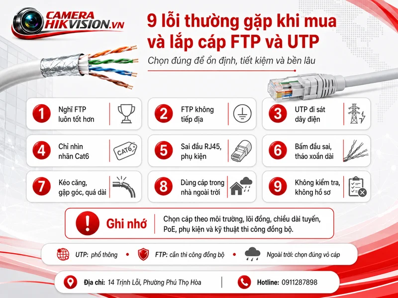 9 lỗi thường gặp khi mua và lắp cáp FTP và UTP